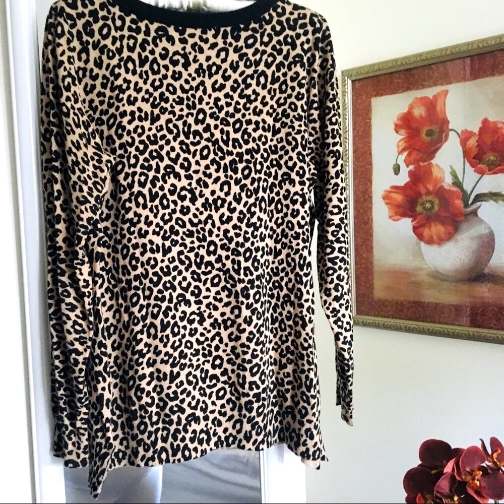 Carolyn Taylor Ladies Lg Leopard Print Soft Cozy Knit Lightweight Sweater NWOT - Picture 2 of 13